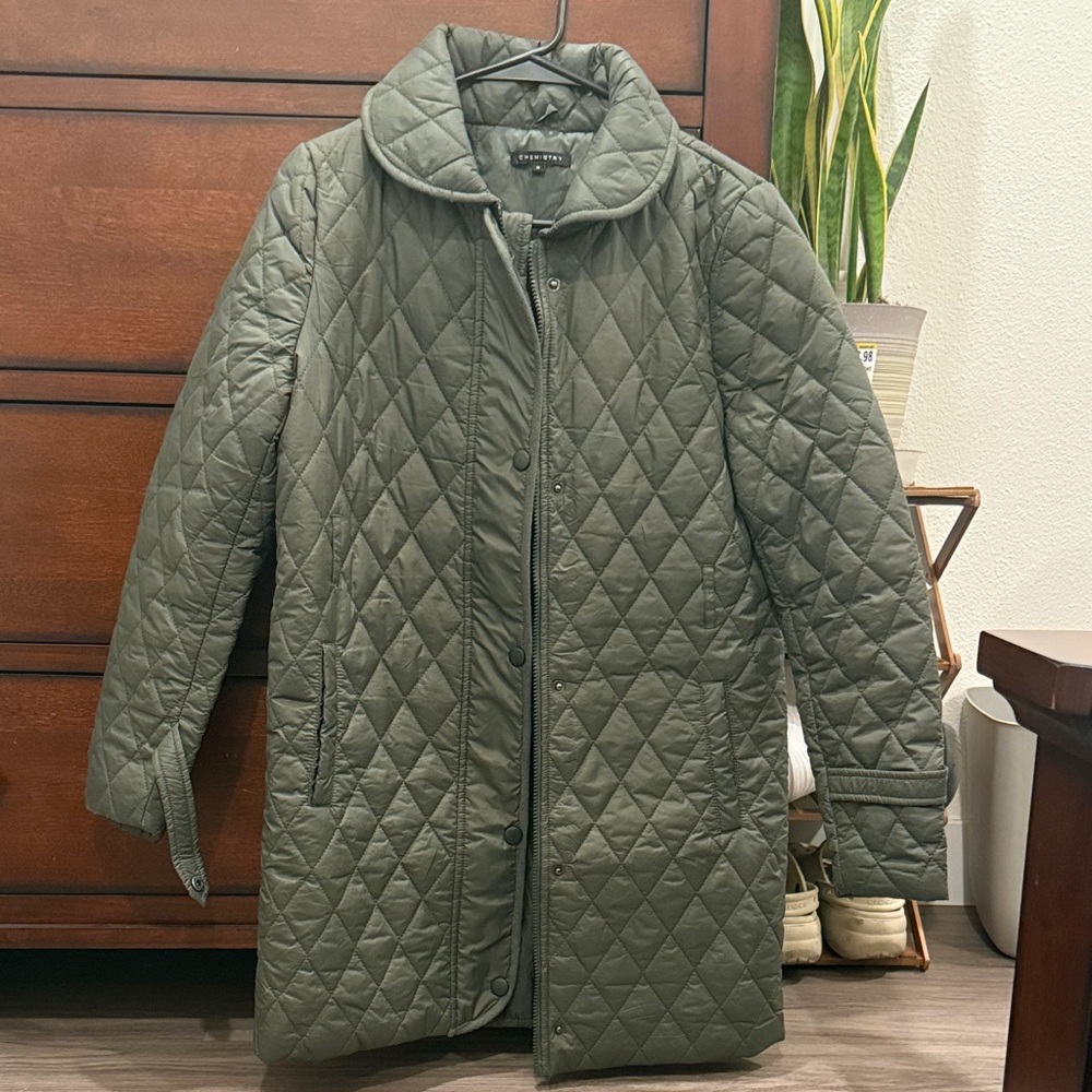 Chemistry Olive Green Quilted Puffer Jacket